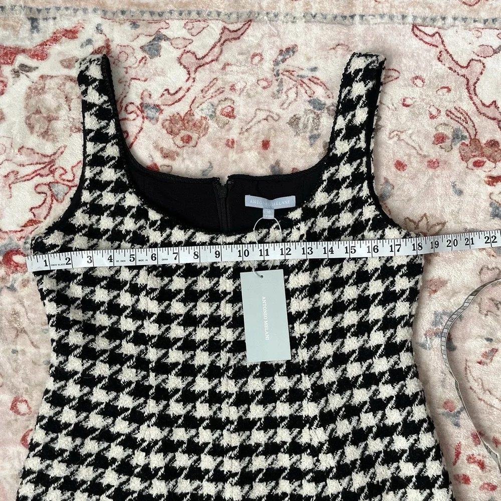 Antonio Melani Macy Wool Blend Houndstooth Square Neck Sleeveless Mini Dress 10 - Picture 3 of 14